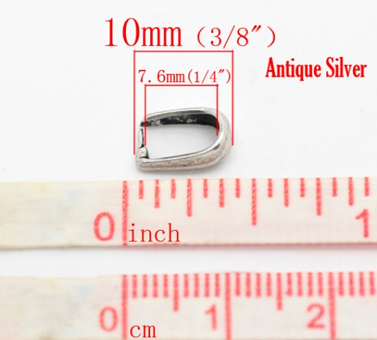 Picture of Brass Pendant Pinch Bails Clasps Horseshoe Antique Silver Color 10mm( 3/8") x 6mm( 2/8"), 30 PCs