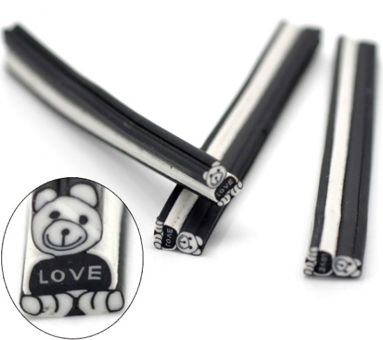Imagen de Love Bear Polymer Clay Nail Art Canes Decoration 5x0.5cm(2"x1/4"), sold per pack of 50