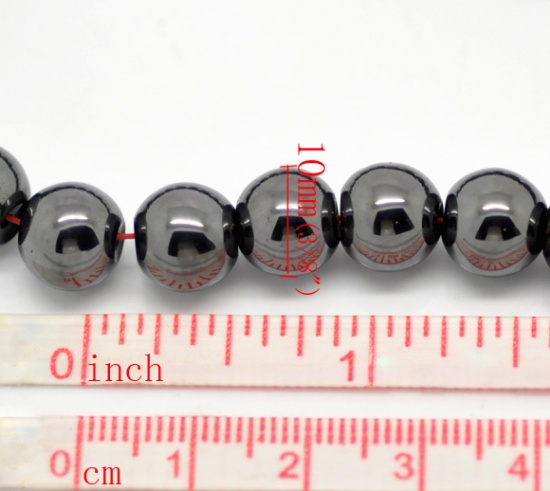 Immagine di Ematite Perline Tondo Nero Circa 10mm Dia, Foro: Circa 1.0mm, lunghezza:40.0cm 1 Filo （Circa 40Pezzi/Treccia)