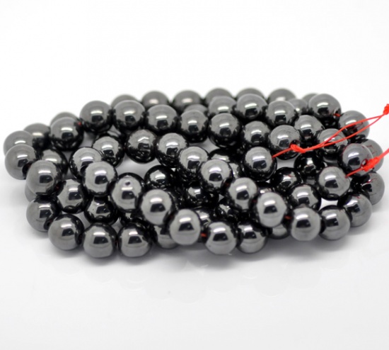 Image de 1 Enfilade de Perles Rondes Hématite Noir 10mm Diamètre