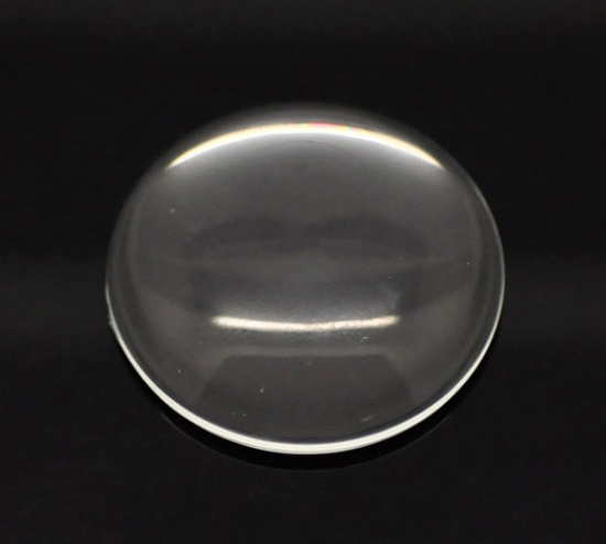 ガラス カボション 装飾パーツ 円形 フラット クリア色 3.5cm直径、 5 個 の画像