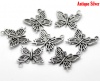 Picture of Antique Silver Color Butterfly Charms Pendants 20x20mm(3/4"x3/4"), sold per packet of 50
