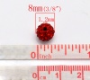 Imagen de Cuentas Arcilla del polímetro+Brillantito de Bola, Rojo,Rojo Rhinestone 8mm Diámetro, Aguero: acerca de 1.2mm, 3 Unidades
