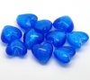 Picture of Lampwork Glass Loose Beads Heart Blue Foil About 20mm x 20mm, Hole: Approx 2.4mm, 10 PCs