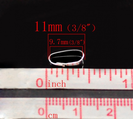 Immagine di Lega di Zinco Fermagli Per Ciondolo Pizzico Argento Placcato 11mm x 4mm, 50 Pz