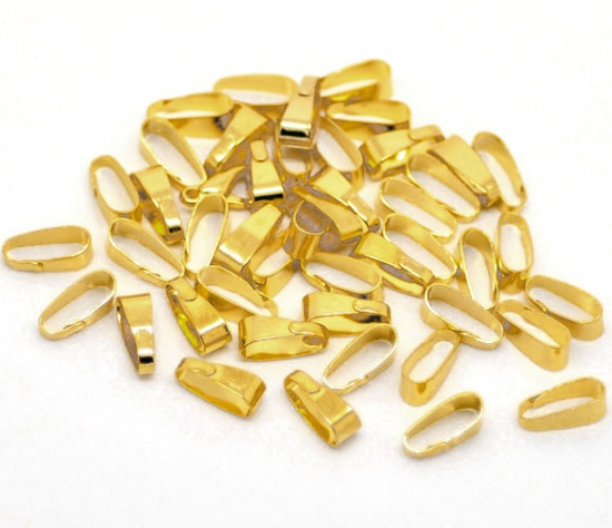 Immagine di Lega di Zinco Ganci per Ciondoli Oro Placcato 11mm x 4mm, 300 Pz