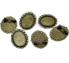 Picture of Zinc Based Alloy Pin Brooches Findings Oval Antique Bronze Cabochon Settings (Fits 25mm x 18mm) 36mm(1 3/8") x 29mm(1 1/8"), 10 PCs