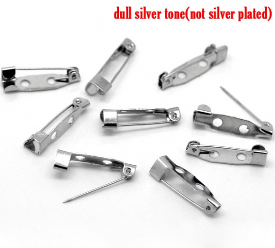 Picture of Iron Based Alloy Pin Brooches Back Bar Findings Silver Tone 20x5mm( 6/8" x 2/8"), 100 PCs