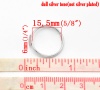 Изображение Основы для Кольца Регулируемые 15.5mm Медь Полые Рамки Серебряный Тон (Годные для 6mm ),Проданные 30 шт/уп