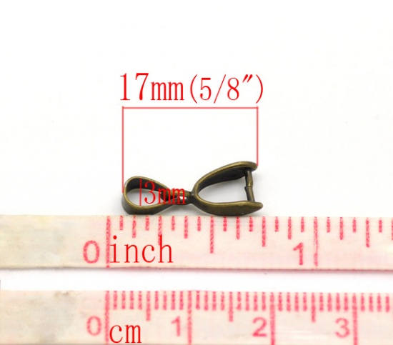 Immagine di Lega di Zinco Ganci per Ciondoli Tono del Bronzo 17mm x 7mm, 25 Pz