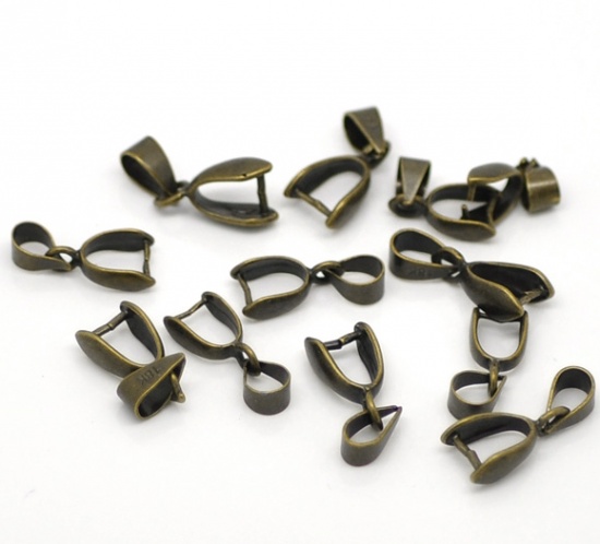 Immagine di Lega di Zinco Ganci per Ciondoli Tono del Bronzo 17mm x 7mm, 25 Pz