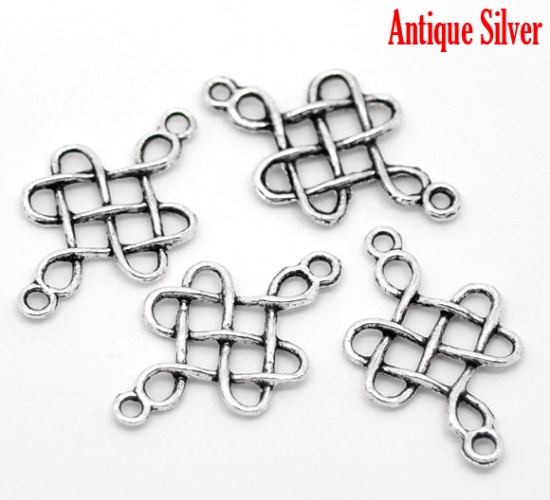 Image de Connecteurs de Bijoux en Alliage de Zinc Nœud Celtique Argent Vieilli 31mm x 18mm, 50 Pcs