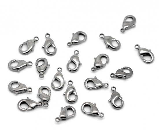 Picture of Brass Lobster Clasps Gunmetal 12mm( 4/8") x 7mm( 2/8"), 50 PCs                                                                                                                                                                                                