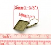 Bild von Messing Ohrring Quadrat Bronzefarbe für Cabochon (für 16mm x 16mm) 35mm x 23mm, Drahtstärke: (20 gauge), 50 Stück                                                                                                                                             