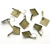 Bild von Messing Ohrring Quadrat Bronzefarbe für Cabochon (für 16mm x 16mm) 35mm x 23mm, Drahtstärke: (20 gauge), 50 Stück                                                                                                                                             