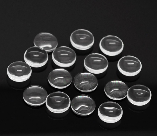 Immagine di Vetro Cupola CabochonCabochon per Abbellimento Tondo Flatback Clear Trasparente Nulla Disegno 12.0mm Dia, 100 Pz