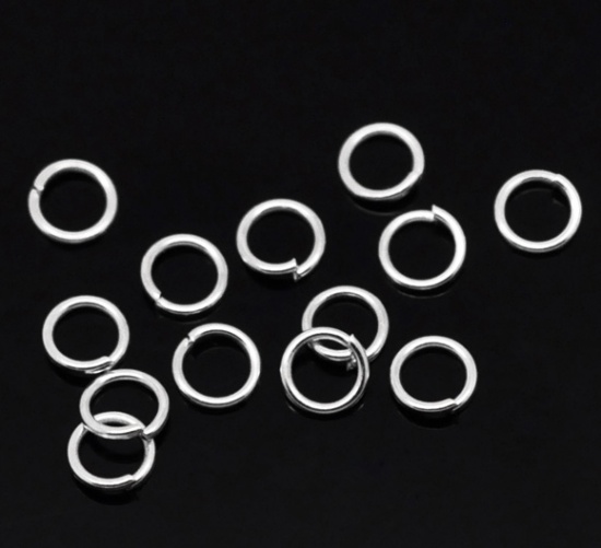 Immagine di 0.9mm Lega di Ferro Aperto Stile Anello di Salto Tondo Argento Placcato 5mm Dia, 1000 Pz