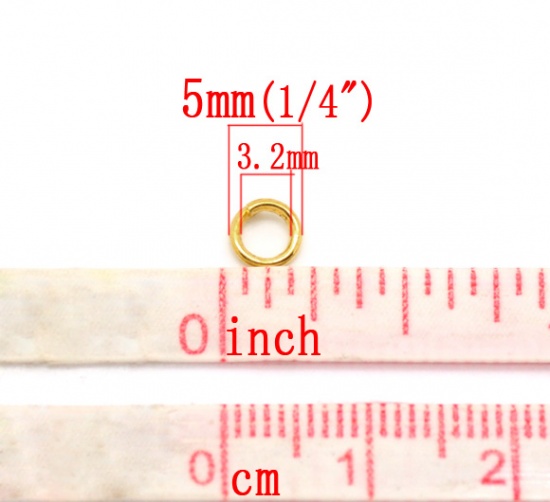 Image de 0.9mm Anneaux de Jonction Ouvert en Alliage de Fer Rond Doré 5mm Dia, 1000 Pcs