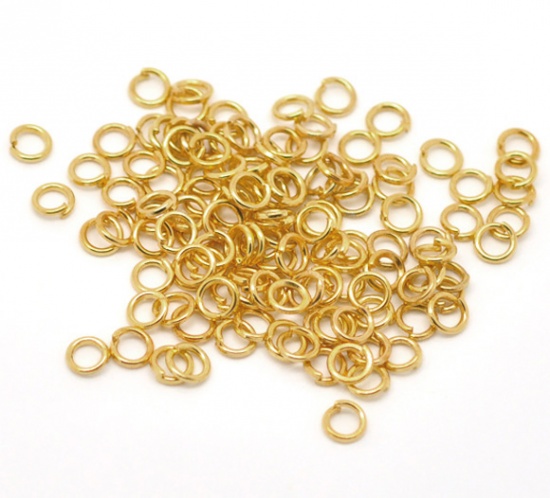 Image de 0.9mm Anneaux de Jonction Ouvert en Alliage de Fer Rond Doré 5mm Dia, 1000 Pcs