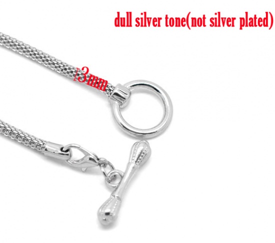 Picture of Iron Based Alloy European Style Lantern Chain Charm Bracelets Silver Tone W/ Toggle Clasp 18cm long, 4 PCs