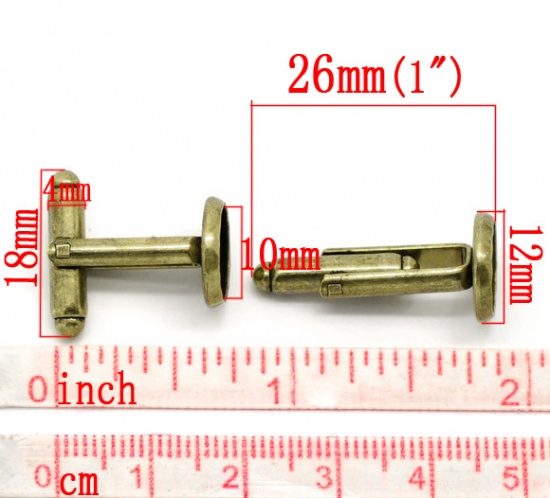 Immagine di 10 Pz Ottone Camicia Basi Tondo Bronzo Antico Basi per Cabochon (Adatto 10mm) 26mm x 12mm