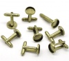 Picture of 10 PCs Brass Cuff Links Round Antique Bronze Cabochon Settings (Fits 10mm Dia.) 26mm x 12mm