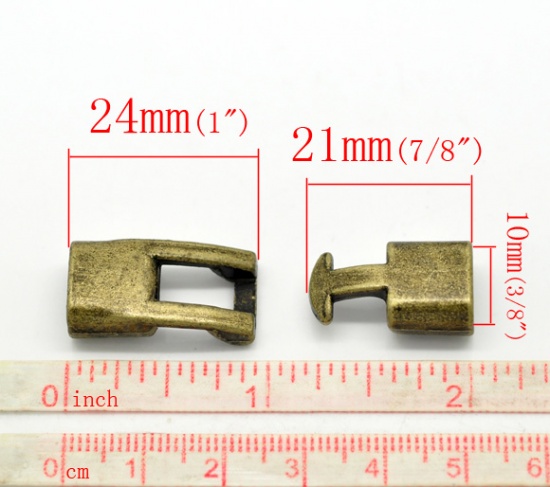 Picture of Zinc Based Alloy Hook Clasps Irregular Antique Bronze 24mm x12mm 21mm x12mm, 5 Sets