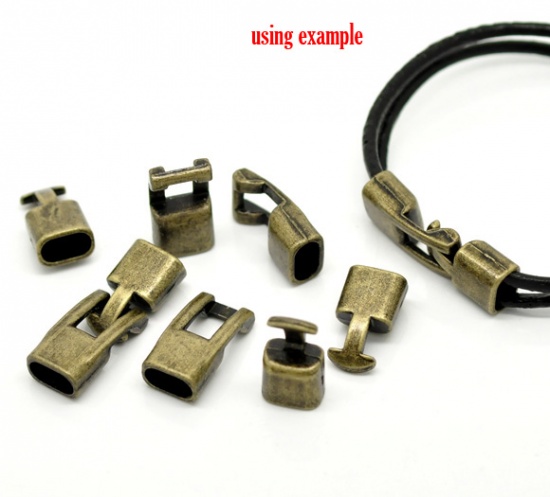 Picture of Zinc Based Alloy Hook Clasps Irregular Antique Bronze 24mm x12mm 21mm x12mm, 5 Sets