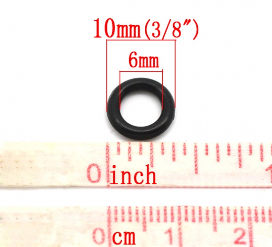 Immagine di Gomma Stile Europeo Perline Tondo Nero Circa 10mm Dia, Foro: Circa 6.0mm, 500 Pz