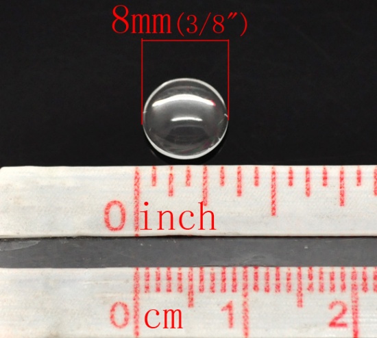 Immagine di Vetro Cupola CabochonCabochon per Abbellimento Tondo Flatback Clear Trasparente Nulla Disegno 8mm Dia, 200 Pz