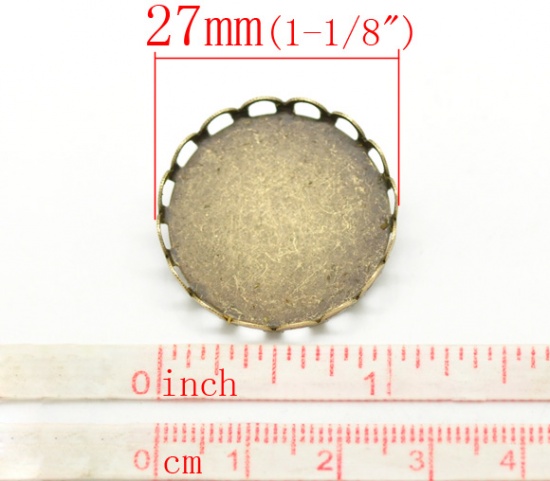 Immagine di Lega di Ferro Spilla Accessori Tondo Tono del Bronzo Basi per Cabochon Addetti 25mm 27mm Dia, 20 Pz