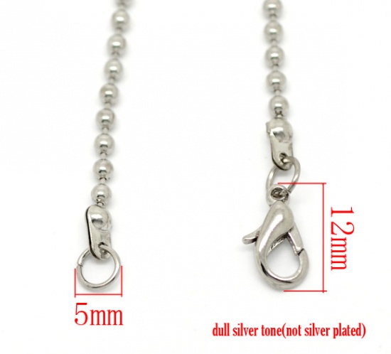 Picture of Ball Chain Necklace Silver Tone 51cm(20 1/8") long, Chain Size: 2.4mm(1/8") Dia. 12 PCs