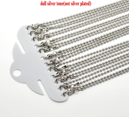 Picture of Ball Chain Necklace Silver Tone 51cm(20 1/8") long, Chain Size: 2.4mm(1/8") Dia. 12 PCs