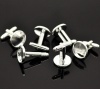 Picture of Brass Cuff Links Round Silver Plated Cabochon Settings (Fits 18mm Dia) 26mm(1") x 20mm( 6/8"), 10 PCs                                                                                                                                                         