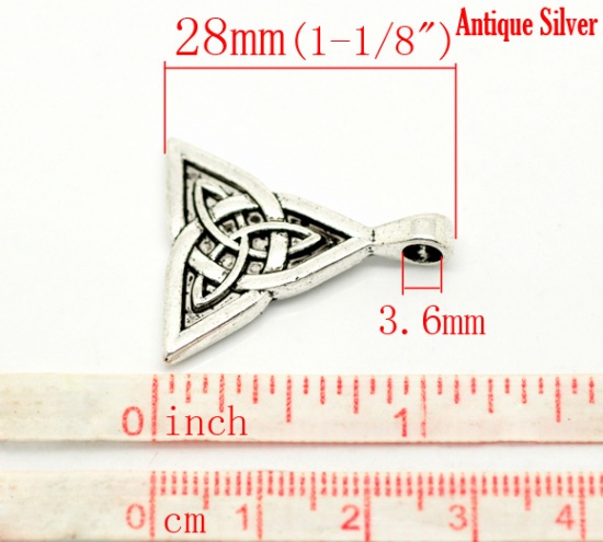 Picture of Zinc Based Alloy Pendants Celtic Knot Antique Silver Color 28mm x24mm(1 1/8" x1"), 10 PCs
