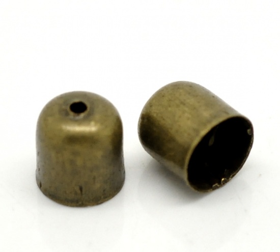 Picture of Antique Bronze Necklace End Tip Bead Caps 8x7mm(Fit 6mm Cord), sold per packet of 100
