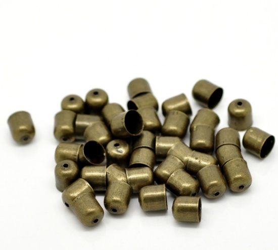 Picture of Antique Bronze Necklace End Tip Bead Caps 8x7mm(Fit 6mm Cord), sold per packet of 100