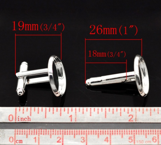 Imagen de Mancornas Latón de Ronda ,Argentado Cabochon Ajustes 16mm 26mm x 18mm, 50 Unidades