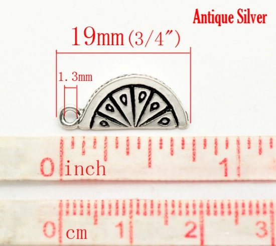 Picture of Zinc Based Alloy 3D Charms Orange Fruit Antique Silver Color 19mm( 6/8") x 8mm( 3/8"), 20 PCs