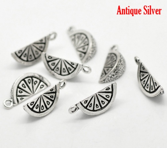 Picture of Zinc Based Alloy 3D Charms Orange Fruit Antique Silver Color 19mm( 6/8") x 8mm( 3/8"), 20 PCs