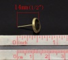 Immagine di Lega di Zinco Orecchino Accessori Tondo Tono del Bronzo Basi per Cabochon Addetti 8.0mm 14.0mm x 10.0mm posta / filo: ( 0.7mm )， 30 Pz