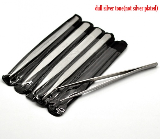 Picture of Silver Tone Tweezers Repair Tools 12.5cm(4-7/8"), sold per pack of 5