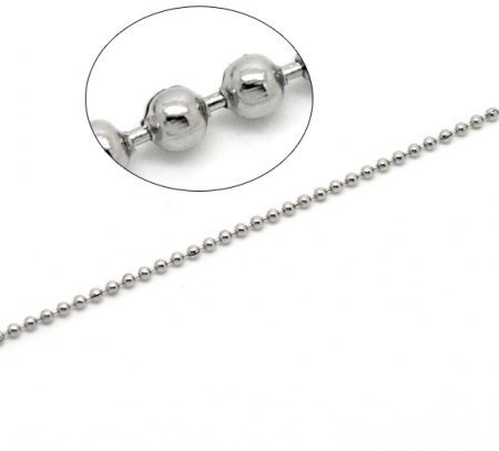 Изображение Stainless Steel Ball Chain Silver Tone 1mm, 2 M