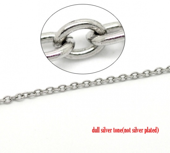 Picture of 304 Stainless Steel Link Cable Chain Findings Silver Tone 4x3mm(1/8"x1/8"), 20 M