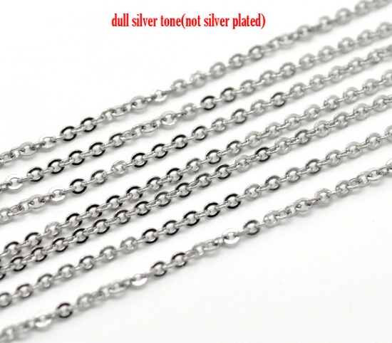 Picture of 304 Stainless Steel Link Cable Chain Findings Silver Tone 3x2.5mm(1/8"x1/8"), 10 M