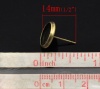 Bild von Zinklegierung Ohrring Rund Bronzefarbe für Cabochon (für 10mm D.) 14mm x 12mm, Drahtstärke: (20 gauge), 300 Stück