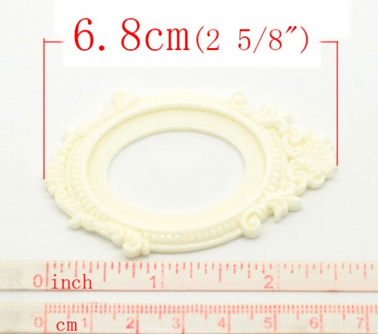 Изображение Рамки для Кабошона из Смолы 6.8cm x4cm(2 5/8" x1 5/8") Фурнитуры для Украшения Молочные (Годные для 4x3cm),проданные 10 шт