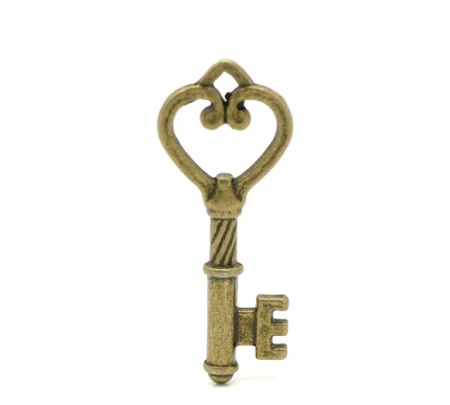 Lega di Zinco Charm Ciondoli Chiave Tono del Bronzo Nulla Disegno 4.7cm x 19.0mm, 10 Pz