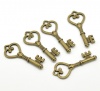 Picture of Antique Bronze Key Charms Pendants 47x19mm(1-7/8"x3/4"), sold per packet of 10