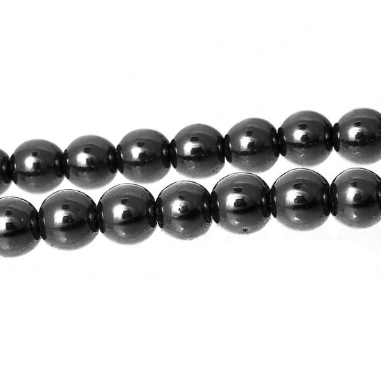 Immagine di Ematite Perline Tondo Nero Circa 6mm Dia, Foro: Circa 1.0mm, lunghezza:45.0cm 3 Fili （Circa 75Pezzi/Treccia)